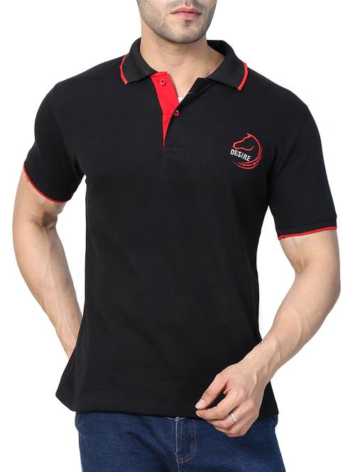 black solid polo t-shirt - 15148125 - Very Small Image - 1