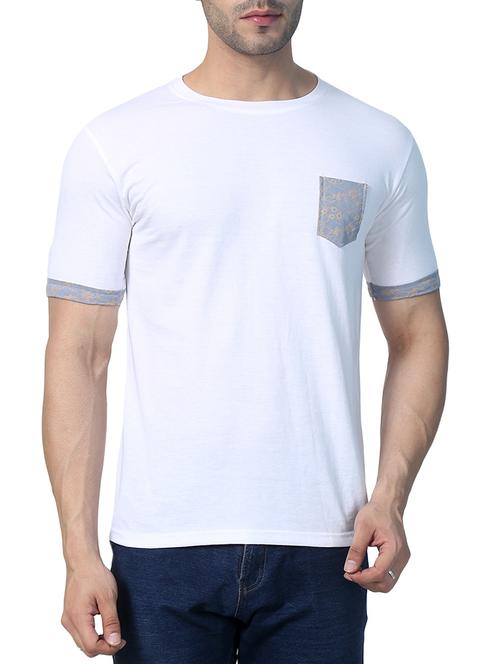 white cotton blend pocket t-shirt - 15148152 - Very Small Image - 1