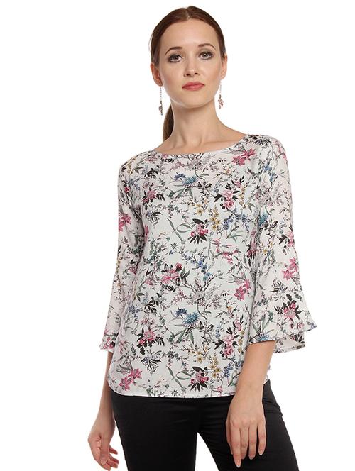 bell sleeved floral top - 15148204 - Very Small Image - 1