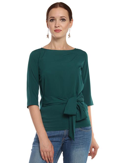 front knotted boat neck top - 15148205 - Very Small Image - 1