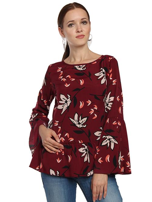 floral printed bell sleeved top - 15148213 - Very Small Image - 1