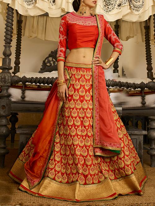 embroidered flared lehenga - 15148351 - Very Small Image - 1