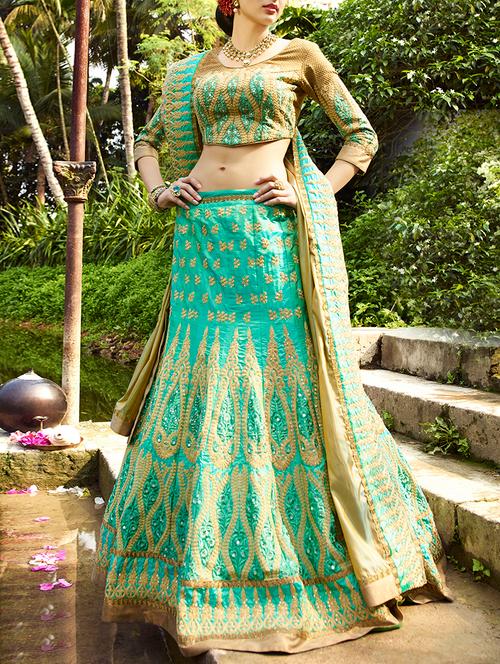 embroidered flared lehenga - 15148356 - Very Small Image - 1