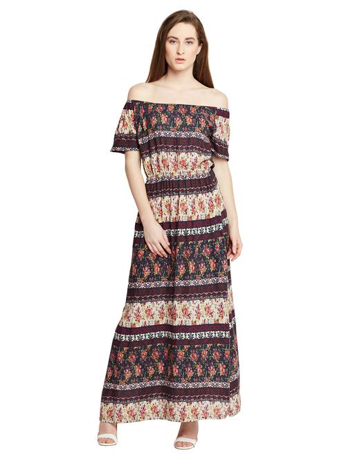 red printed viscose maxi dress - 15148367 - Very Small Image - 1