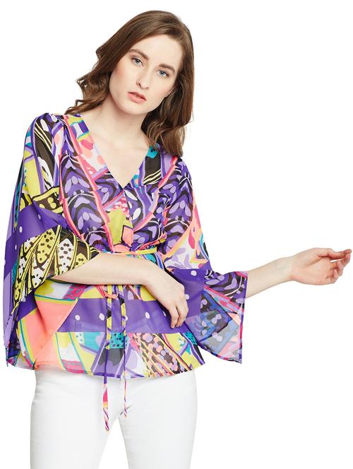 flared sleeved abstract print top - 15148384 - Very Small Image - 1