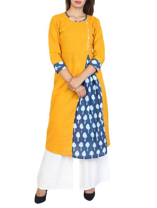 yellow rayon kurta palazzo suit - 15148496 - Very Small Image - 1