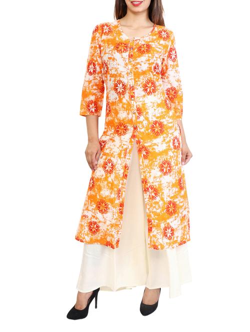 orange rayon kurta palazzo suit - 15148516 - Very Small Image - 1