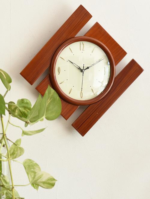 premium decorative analog brown round wooden wall clock - 15149209 - Very Small Image - 1