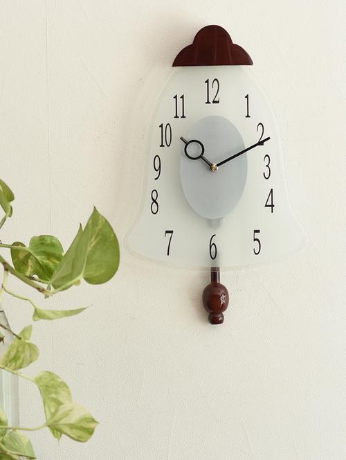 decorative analog brown oval pendulum wall clock - 15149251 - Very Small Image - 1
