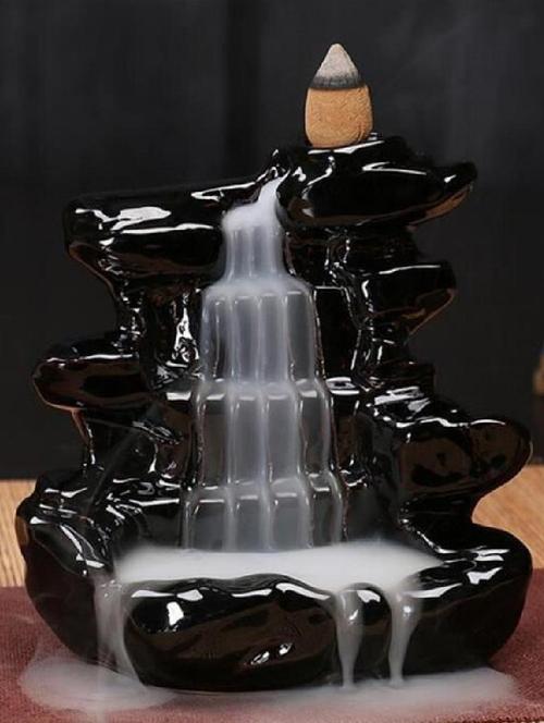 karate style monk buddha smoke backflow cone incense holder with 10 free smoke - 15149711 - Very Small Image - 1