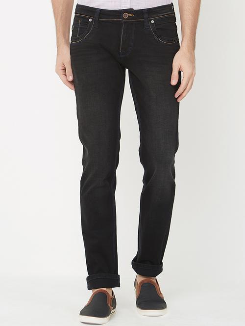 black cotton washed jeans - 15150471 - Very Small Image - 1
