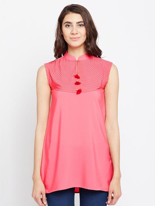 yoke embroidered tassel detailed a-line kurti - 15151237 - Very Small Image - 1