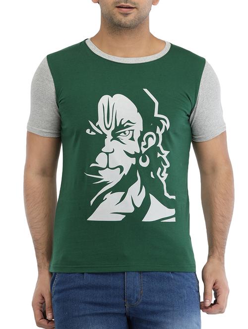 green cotton front print t-shirt - 15152180 - Very Small Image - 1
