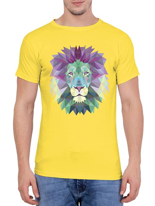 yellow cotton chest print tshirt - 15153024 - Very Small Image - 1