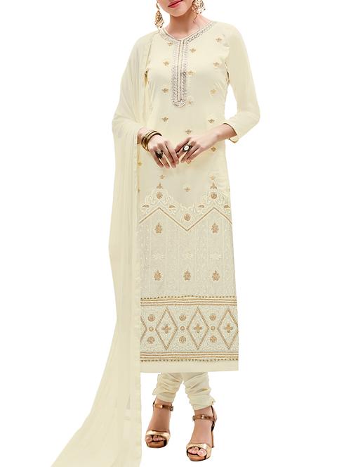 embroidered unstitched churidaar suit - 15153140 - Very Small Image - 1