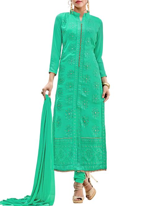 embroidered unstitched churidaar suit - 15153141 - Very Small Image - 1
