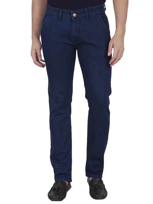 dark blue cotton blend plain jeans - 15153664 - Very Small Image - 1