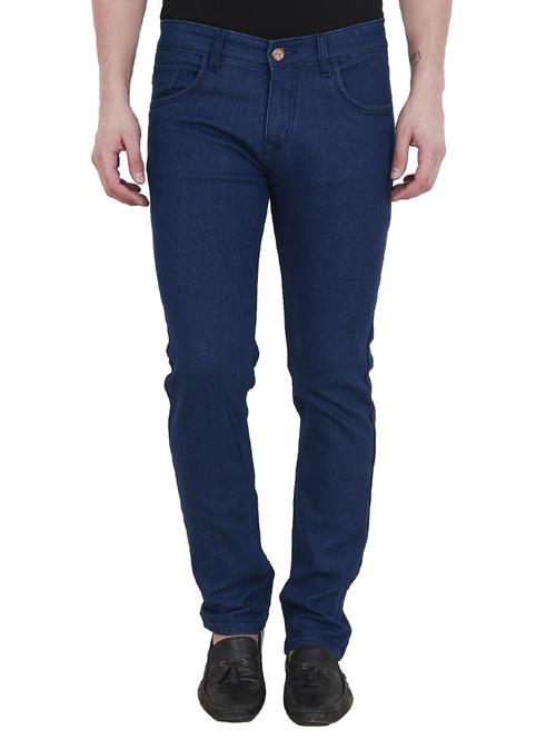 navy blue cotton blend plain jeans - 15153670 - Very Small Image - 1