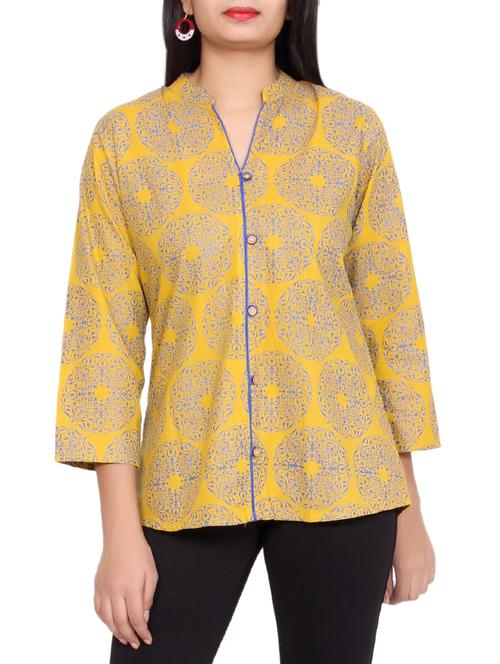 olive cotton printed tunic - 15154086 - Very Small Image - 1