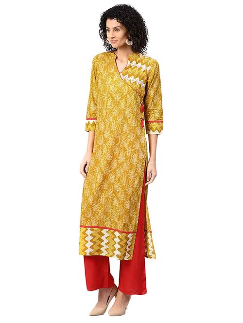 yellow cotton kurta palazzo set - 15154987 - Very Small Image - 1