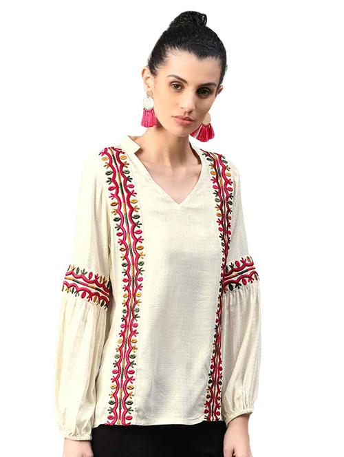 mandarin neck lace detail top - 15155463 - Very Small Image - 1