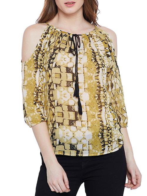 cold shoulder tie neck top - 15156079 - Very Small Image - 1