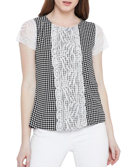 lace panel polka dotted top - 15156080 - Very Small Image - 1