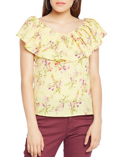 ruffled neck floral top - 15156083 - Very Small Image - 1