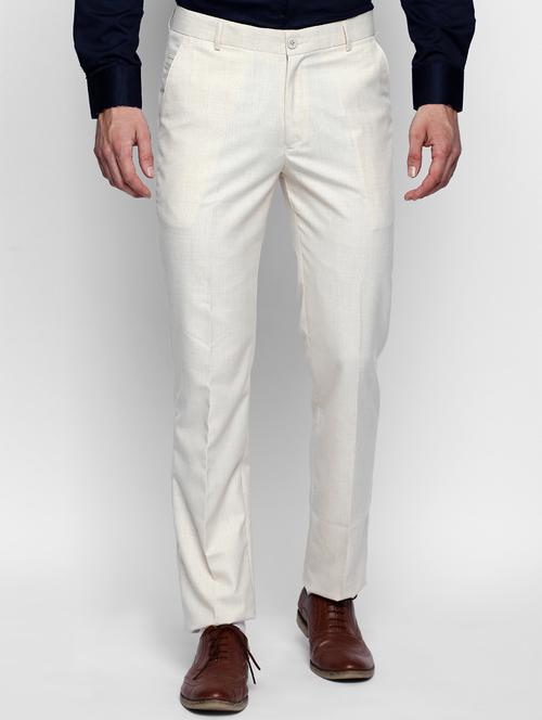 white polyester blend flat front formal trouser - 15158244 - Very Small Image - 1
