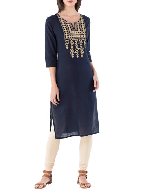 embroidered straight kurta - 15158392 - Very Small Image - 1