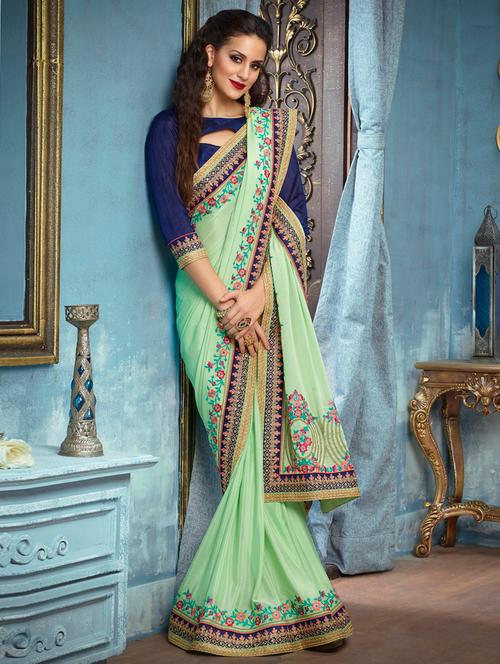 ditsy floral bordered saree with blouse - 15159644 - Very Small Image - 1
