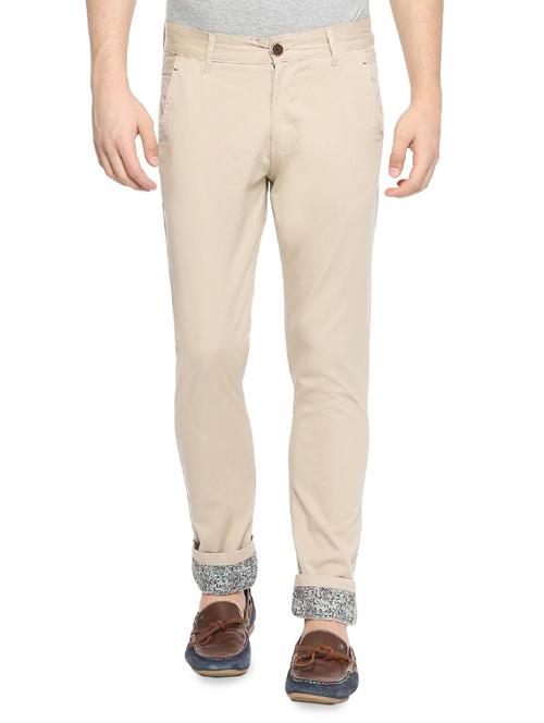 beige cotton blend chinos - 15160603 - Very Small Image - 1
