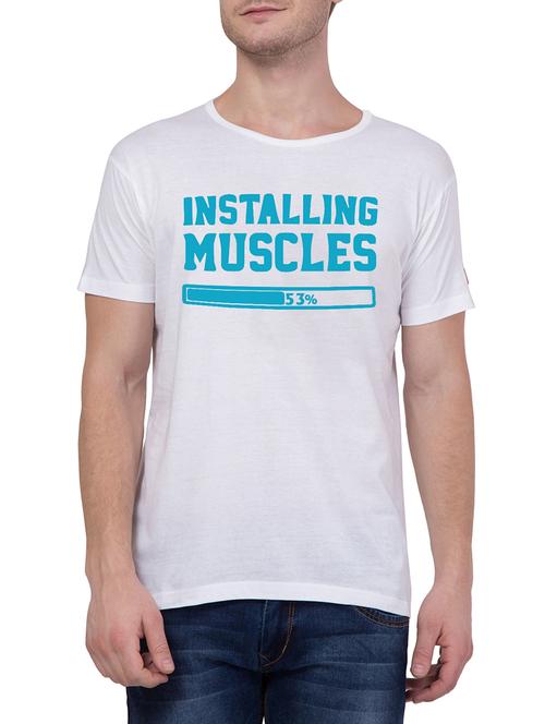 white cotton chest print tshirt - 15160876 - Very Small Image - 1