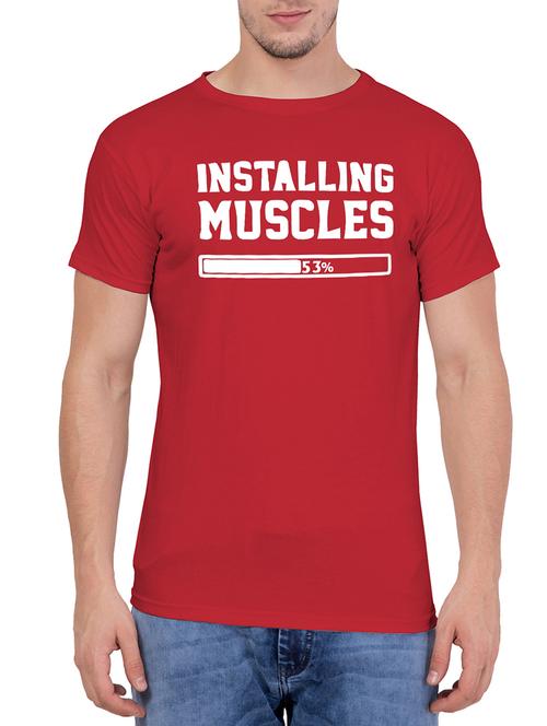 red cotton chest print tshirt - 15160896 - Very Small Image - 1