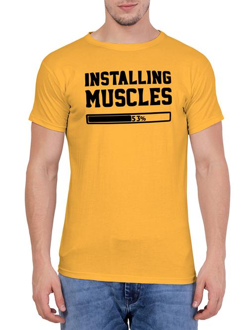 yellow cotton chest print tshirt - 15160897 - Very Small Image - 1