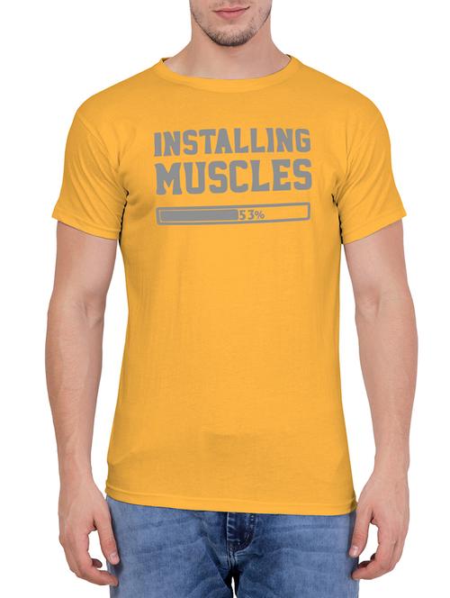 yellow cotton chest print tshirt - 15160898 - Very Small Image - 1
