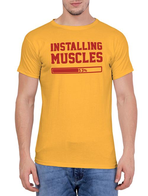 yellow cotton chest print tshirt - 15160899 - Very Small Image - 1