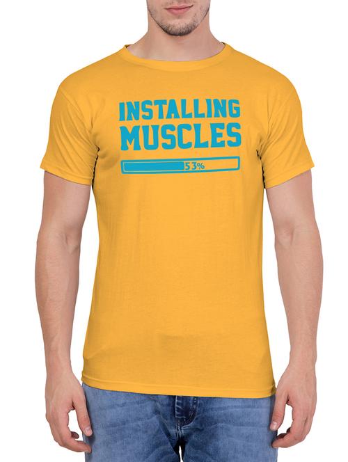 yellow cotton chest print tshirt - 15160900 - Very Small Image - 1