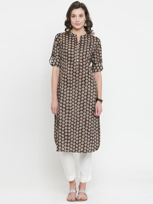 printed roll up sleeved kurta with pant - 15162910 - Very Small Image - 1