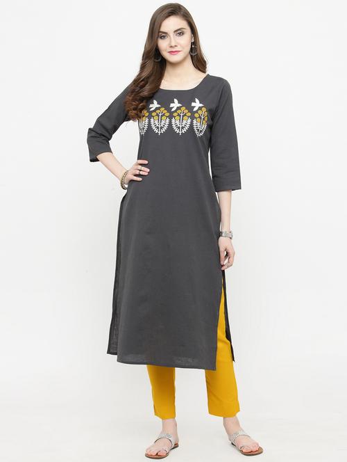 embroidered kurta with pant set - 15162928 - Very Small Image - 1