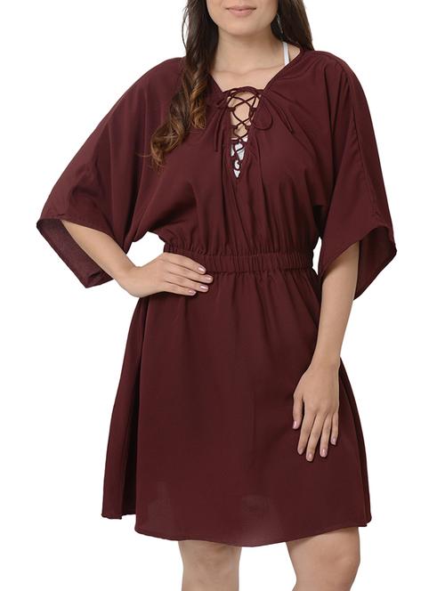 maroon solid coverup - 15163268 - Very Small Image - 1