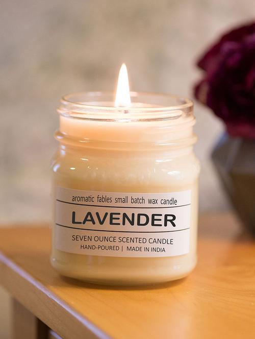 aromatic fables soy wax lavender fragrance gifting white color glass jar scented candle - 15163328 - Very Small Image - 1