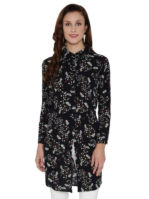 dark blue cotton printed tunic - 15163451 - Very Small Image - 1