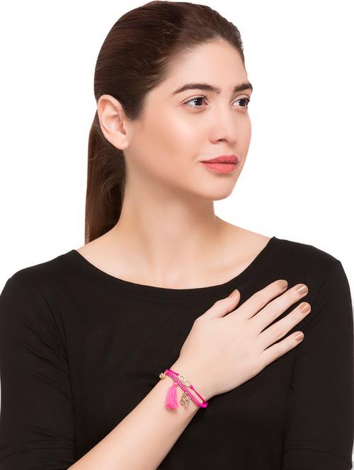pink wool links bracelet - 15165216 - Very Small Image - 1