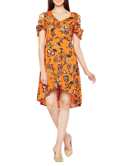 orange printed polyester dress - 15165511 - Very Small Image - 1