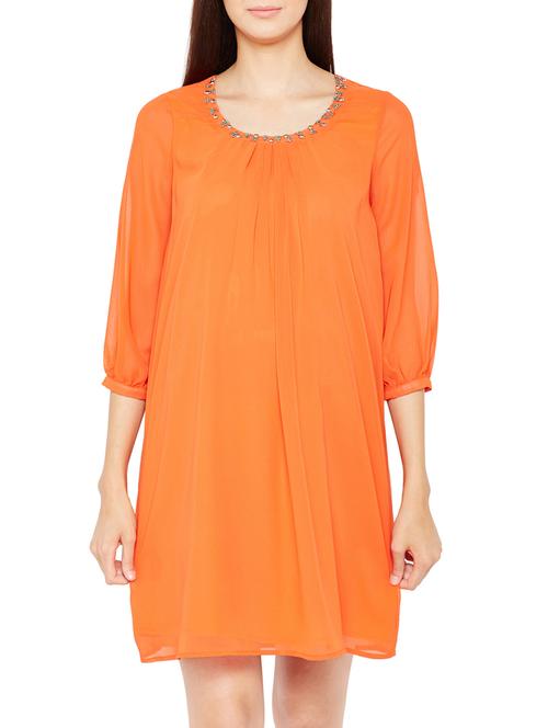orange solid maternity dress - 15165526 - Very Small Image - 1
