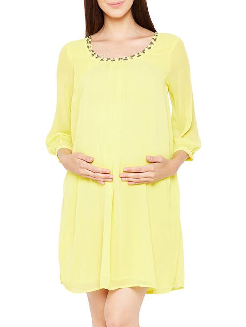 yellow maternity wear dress - 15165528 - Very Small Image - 1