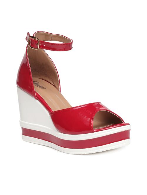maroon ankle strap wedge - 15168169 - Very Small Image - 1