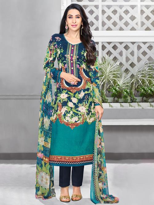 embroidered unstitched straight pant suit - 15168607 - Very Small Image - 1