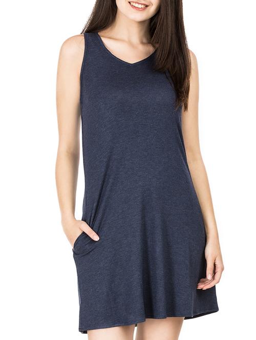blue viscose aline dress - 15168699 - Very Small Image - 1